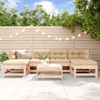  7 Piece Garden Lounge Set with Cushions Solid Wood