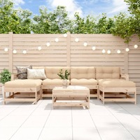  7 Piece Garden Lounge Set with Cushions Solid Wood