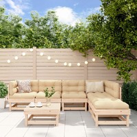  7 Piece Garden Lounge Set with Cushions Solid Wood