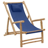  Deck Chair Bamboo and Canvas Navy Blue