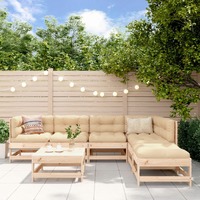  7 Piece Garden Lounge Set with Cushions Solid Wood