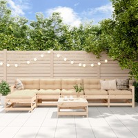  7 Piece Garden Lounge Set with Cushions Solid Wood