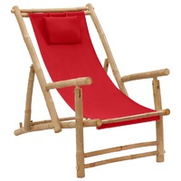  Deck Chair Bamboo and Canvas Red
