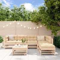  7 Piece Garden Lounge Set with Cushions Solid Wood