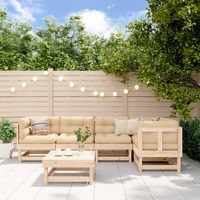  6 Piece Garden Lounge Set with Cushions Solid Wood
