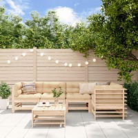  6 Piece Garden Lounge Set with Cushions Solid Wood
