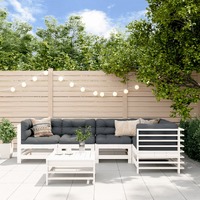  6 Piece Garden Lounge Set with Cushions White Solid Wood