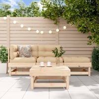  4 Piece Garden Lounge Set with Cushions Solid Wood
