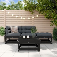  4 Piece Garden Lounge Set with Cushions Black Solid Wood