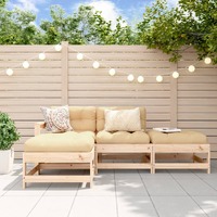  4 Piece Garden Lounge Set with Cushions Solid Wood