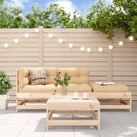  4 Piece Garden Lounge Set with Cushions Solid Wood