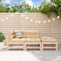  3 Piece Garden Lounge Set with Cushions Solid Wood