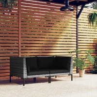  Garden Sofas 2pcs with Cushions Half Round Poly Rattan