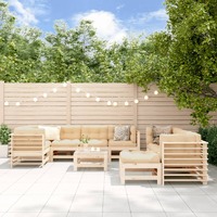  10 Piece Garden Lounge Set with Cushions Solid Wood