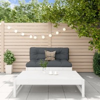  2 Piece Garden Lounge Set with Cushions White Solid Wood