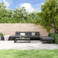  5 Piece Garden Lounge Set with Cushions Black Solid Wood