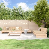  6 Piece Garden Lounge Set with Cushions Solid Wood