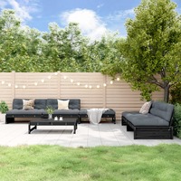  6 Piece Garden Lounge Set with Cushions Black Solid Wood