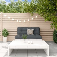  2 Piece Garden Lounge Set with Cushions White Solid Wood