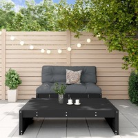  2 Piece Garden Lounge Set with Cushions Black Solid Wood