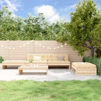  5 Piece Garden Lounge Set with Cushions Solid Wood