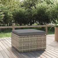  Garden Footrest with Cushion Grey 55x55x30 cm Poly Rattan
