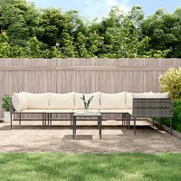  7 Piece Garden Lounge Set with Cushions Grey Poly Rattan