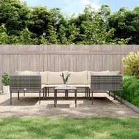  7 Piece Garden Lounge Set with Cushions Grey Poly Rattan