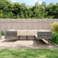  8 Piece Garden Lounge Set with Cushions Grey Poly Rattan