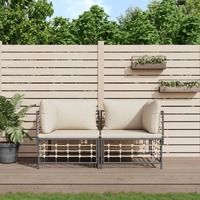  Sectional Corner Sofas with Cushions 2 pcs Poly Rattan