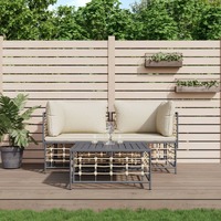 3 Piece Garden Lounge Set with Cushions Anthracite Poly Rattan