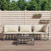  4 Piece Garden Lounge Set with Cushions Anthracite Poly Rattan