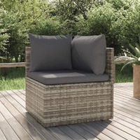  Garden Corner Sofa with Cushion Grey 57x57x56 cm Poly Rattan
