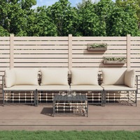  5 Piece Garden Lounge Set with Cushions Anthracite Poly Rattan