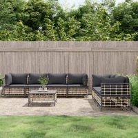  8 Piece Garden Lounge Set with Cushions Anthracite Poly Rattan