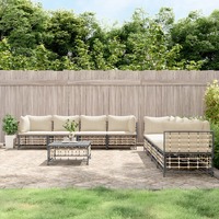  9 Piece Garden Lounge Set with Cushions Anthracite Poly Rattan