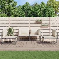  4 Piece Garden Lounge Set with Cushions Anthracite Poly Rattan