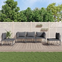  5 Piece Garden Lounge Set with Cushions Anthracite Poly Rattan