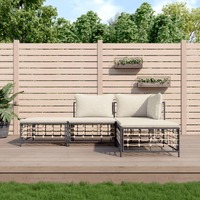  4 Piece Garden Lounge Set with Cushions Anthracite Poly Rattan