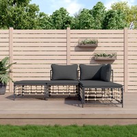  4 Piece Garden Lounge Set with Cushions Anthracite Poly Rattan