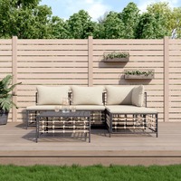  5 Piece Garden Lounge Set with Cushions Anthracite Poly Rattan