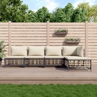  5 Piece Garden Lounge Set with Cushions Anthracite Poly Rattan