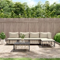  6 Piece Garden Lounge Set with Cushions Anthracite Poly Rattan