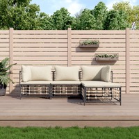  4 Piece Garden Lounge Set with Cushions Anthracite Poly Rattan