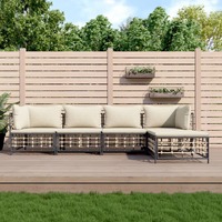  5 Piece Garden Lounge Set with Cushions Anthracite Poly Rattan