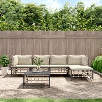 6 Piece Garden Lounge Set with Cushions Anthracite Poly Rattan