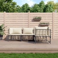  4 Piece Garden Lounge Set with Cushions Anthracite Poly Rattan