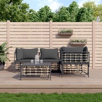  5 Piece Garden Lounge Set with Cushions Anthracite Poly Rattan