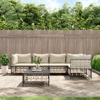  6 Piece Garden Lounge Set with Cushions Anthracite Poly Rattan
