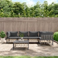  6 Piece Garden Lounge Set with Cushions Anthracite Poly Rattan